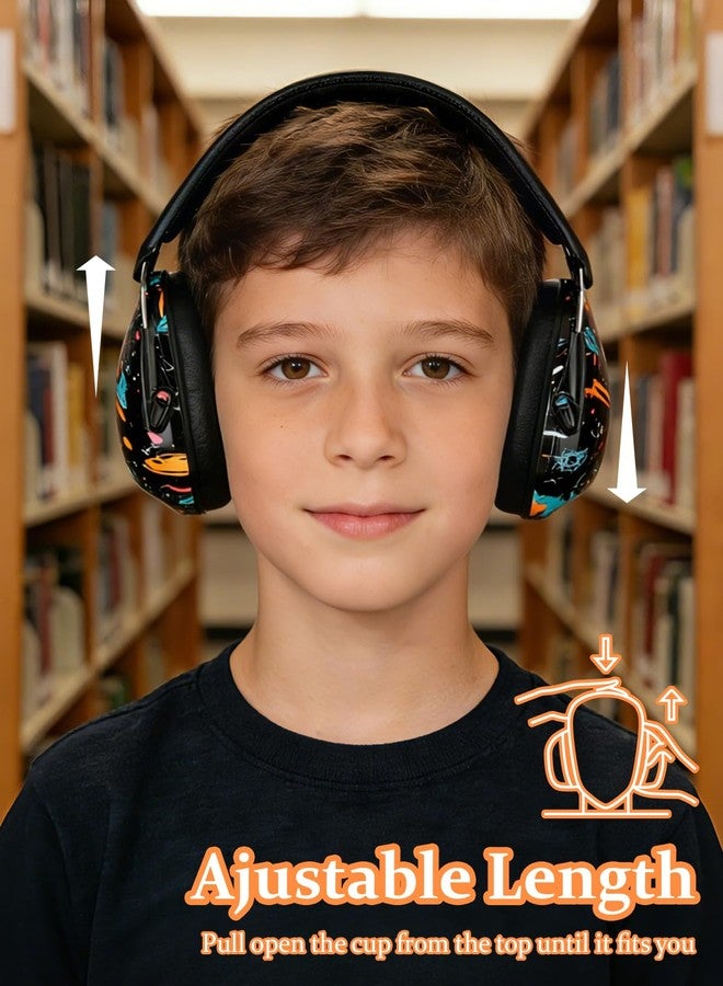 Kimitimi Kids Noise Reduction Ear Muffs - SNR 25-31dB Noise Cancelling Headphones for Children Adults, Over-Ear Hearing Protection for Autism Sensory, Concerts/Fireworks/Air Shows - Black Graffiti - Image 5