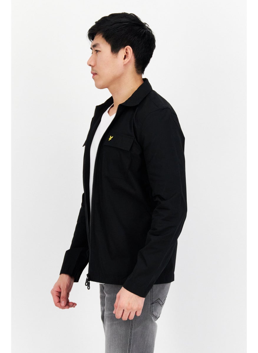Lyle & Scott - Men Brand Logo Jacket Shirt, Black - Image 1