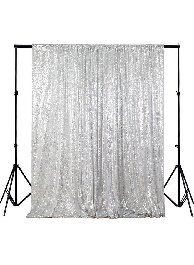 ShinyBeauty خلفية تصوير لامعة من الترتر 4Ftx6Ft لخيمة التصوير، خلفية تصوير، خلفية زفاف، خلفية لامعة، حفلة تخرج، عيد ميلاد (فضي) - Image 1