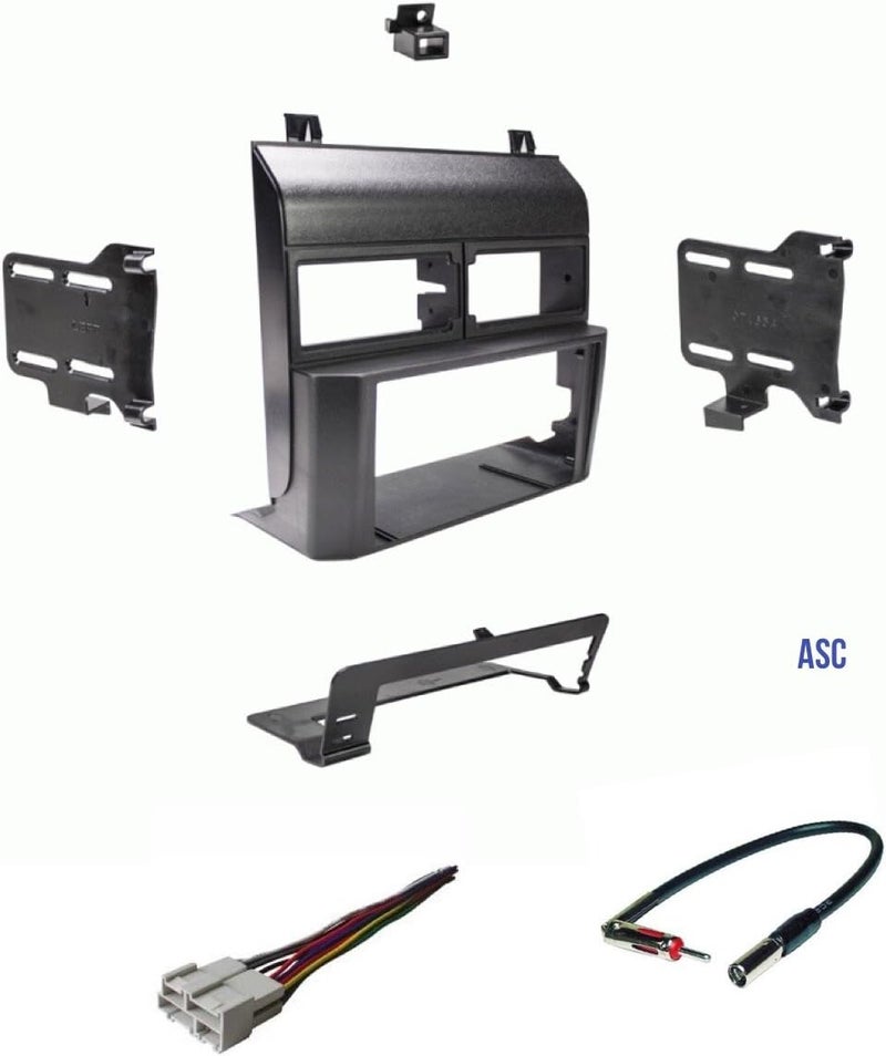 ASC Audio Car Stereo Dash Kit with Wire Harness and Antenna Adapter for Double Din Radio Installation