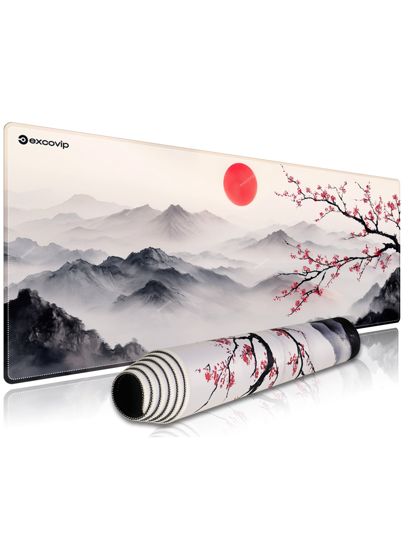 excovip Japanese Cherry Blossom Gaming Mouse Pad 800x300mm Desk Gaming Mouse Pad Large Non-Slip Rubber Base Big Keyboard Mat with Stitched Edges for Gaming Office 0457