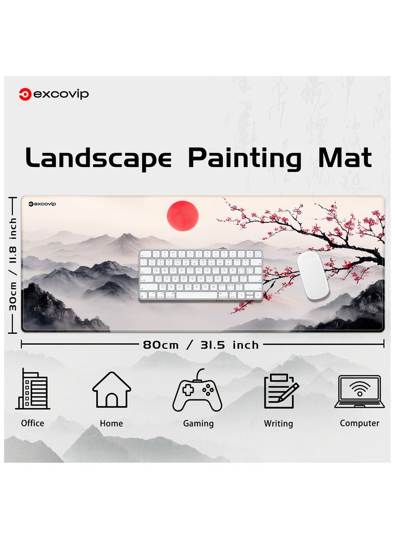 excovip Japanese Cherry Blossom Gaming Mouse Pad 800x300mm Desk Gaming Mouse Pad Large Non-Slip Rubber Base Big Keyboard Mat with Stitched Edges for Gaming Office 0457 - Image 2