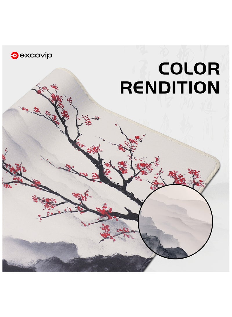 excovip Japanese Cherry Blossom Gaming Mouse Pad 800x300mm Desk Gaming Mouse Pad Large Non-Slip Rubber Base Big Keyboard Mat with Stitched Edges for Gaming Office 0457 - Image 5