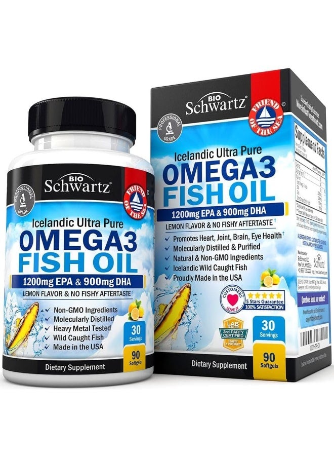 BioSchwartz, Omega 3 Fish Oil, Lemon Flavor, 1200 mg EPA & 900 mg DHA, 90 Softgels - Image 1