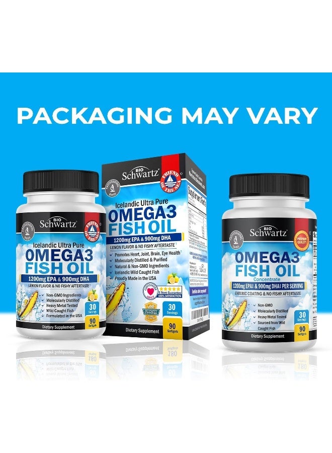 BioSchwartz, Omega 3 Fish Oil, Lemon Flavor, 1200 mg EPA & 900 mg DHA, 90 Softgels - Image 2