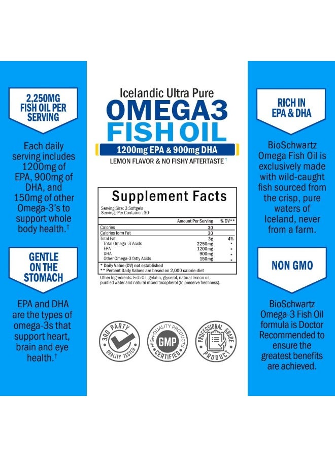 BioSchwartz, Omega 3 Fish Oil, Lemon Flavor, 1200 mg EPA & 900 mg DHA, 90 Softgels - Image 5