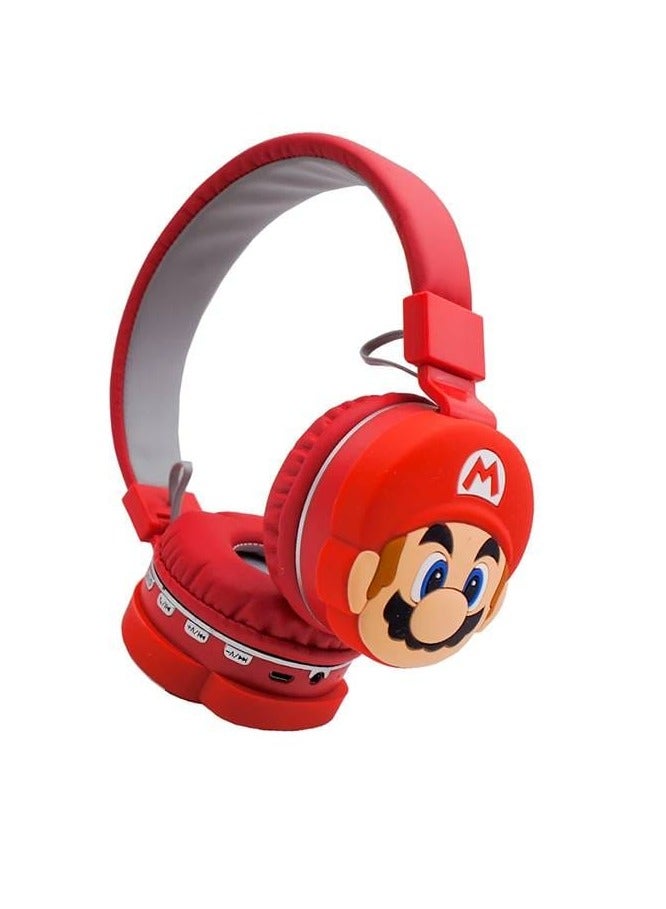 Super Mario Wireless Bluetooth Headphones for Kids - High-Resolution Sound, 400mAh Battery, 18 Hours of Playtime, Built-in Microphone, Volume Control, 3.5mm Jack, 40mm Driver, Red - Image 2