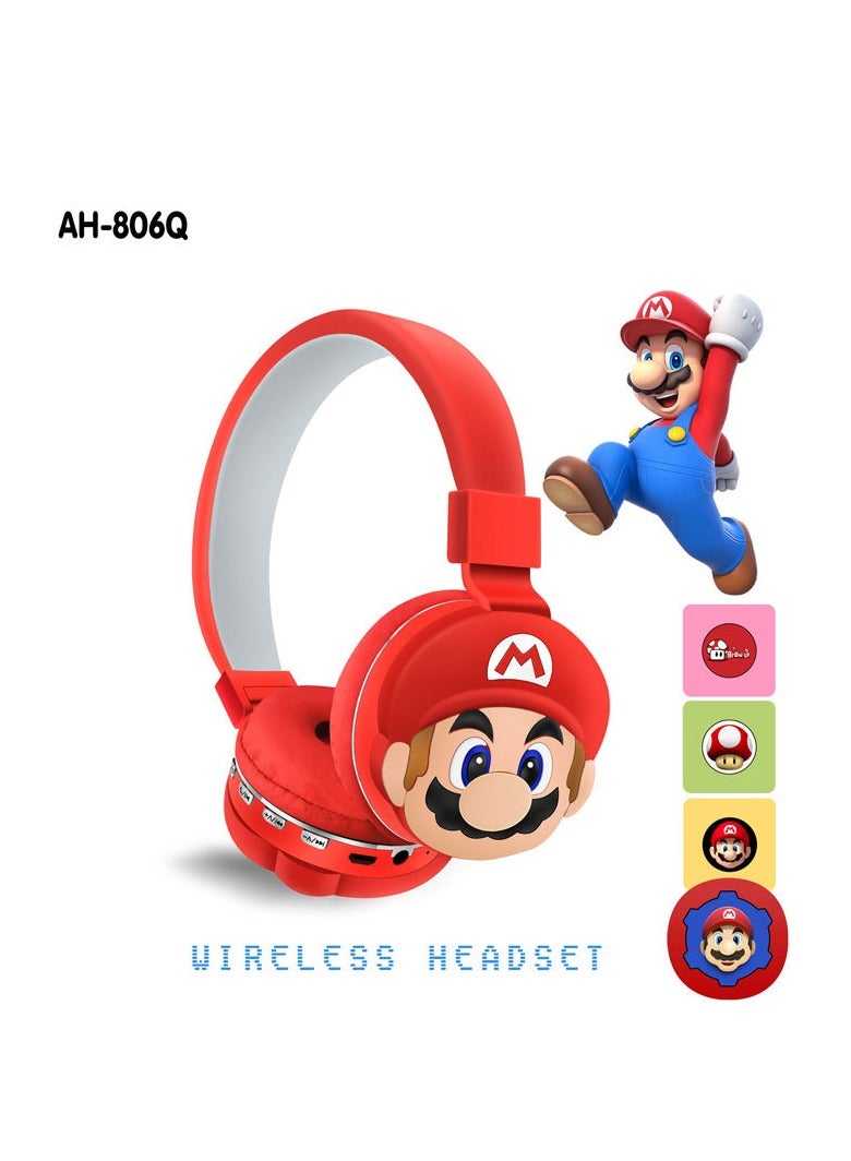 Super Mario Wireless Bluetooth Headphones for Kids - High-Resolution Sound, 400mAh Battery, 18 Hours of Playtime, Built-in Microphone, Volume Control, 3.5mm Jack, 40mm Driver, Red - Image 5