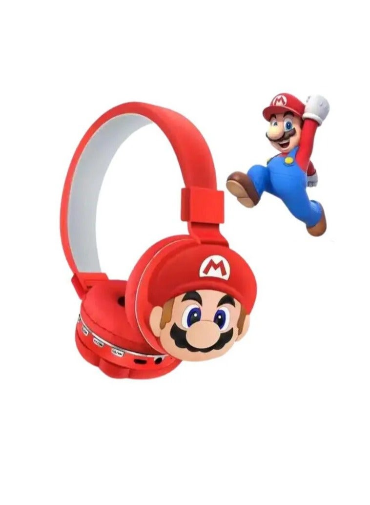 Super Mario Wireless Bluetooth Headphones for Kids - High-Resolution Sound, 400mAh Battery, 18 Hours of Playtime, Built-in Microphone, Volume Control, 3.5mm Jack, 40mm Driver, Red - Image 3