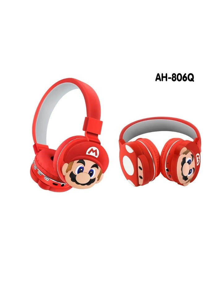 Super Mario Wireless Bluetooth Headphones for Kids - High-Resolution Sound, 400mAh Battery, 18 Hours of Playtime, Built-in Microphone, Volume Control, 3.5mm Jack, 40mm Driver, Red - Image 4