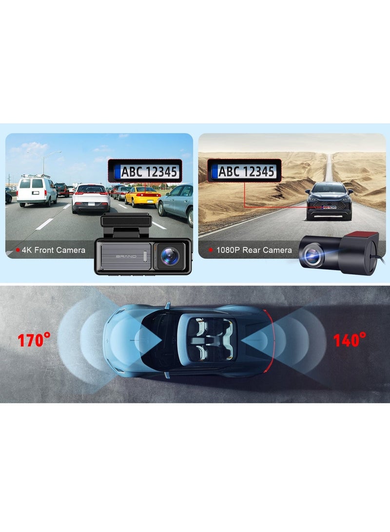 VOMO Dash Cam Car 4k Front and 1080P Rear - Front and Rear Dual Lens Car Dash Camera - 3.2" IPS Screen - With 128GB Card, Built-in GPS WiFi, Night Vision, Loop Recording, WDR Video Recorder - Image 4