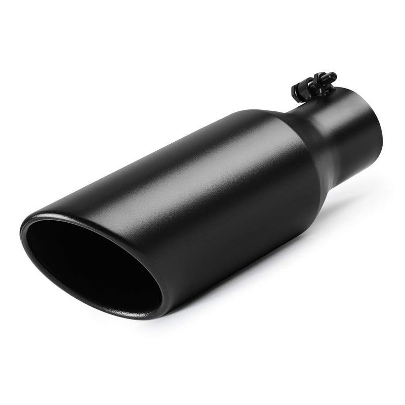 طرف العادم AKARCK 25 بوصة مدخل 25 مدخل 4 مخرج 12 طول مطلي بالأسود لمخ muffler لشاحنة أنبوب العادم من الفولاذ المقاوم للصدأ بحافة مدورة