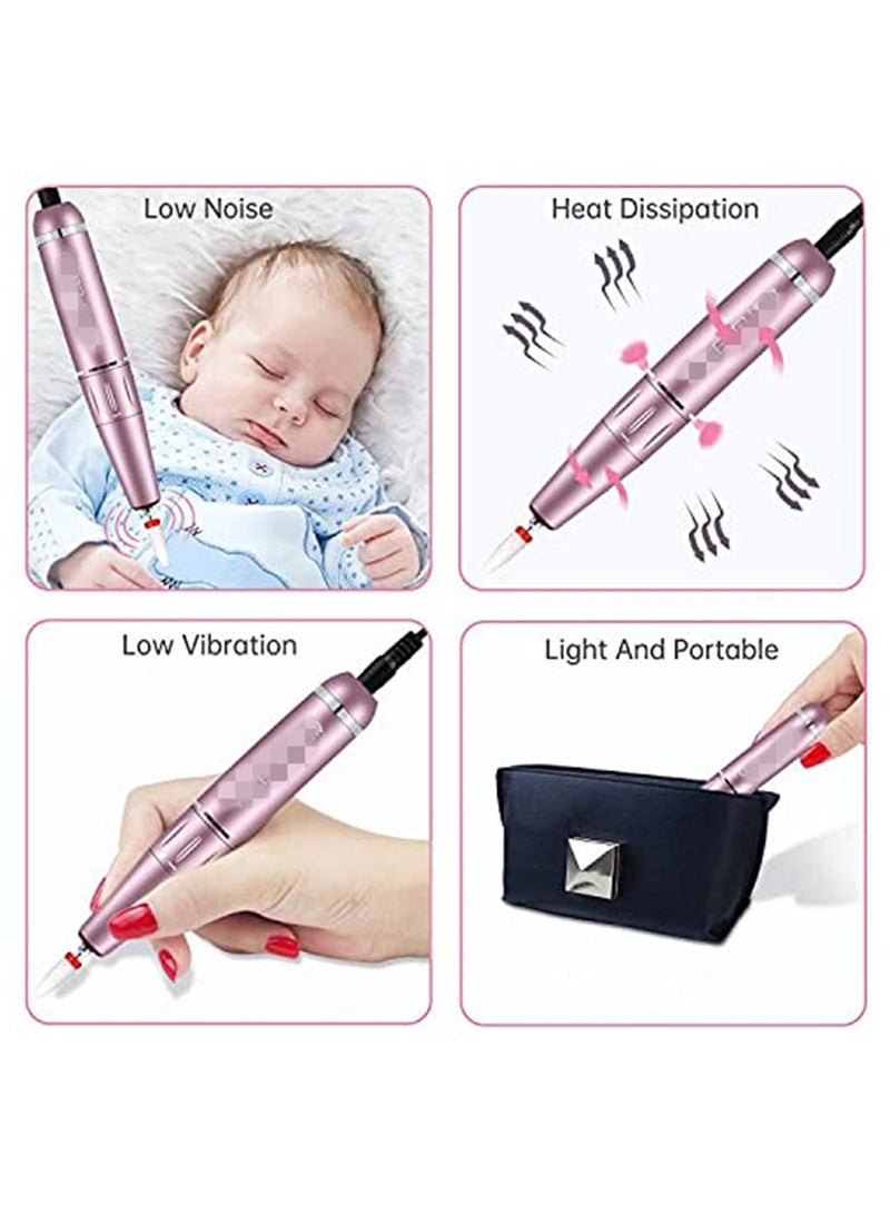 مثقاب أظافر كهربائي محمول 30000 دورة في الدقيقة ، قبضة Efile مدمجة ، مجموعة مثقاب مبرد أظافر ، وردي ذهبي - Image 5