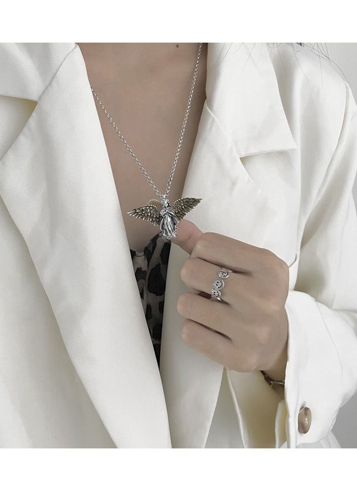 NIBEMINENT - Vintage Style S925 Sterling Silver Necklace Punk Hip Hop Ins Pendant Necklace - Image 1