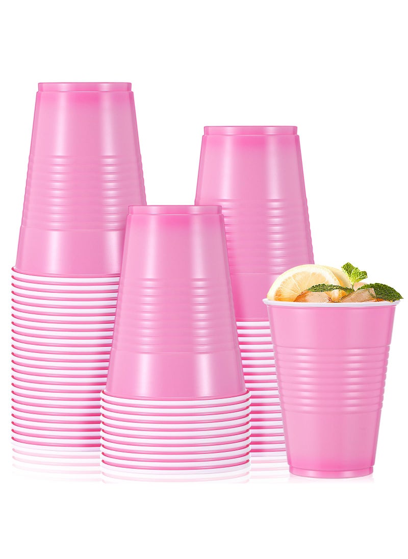 Mifoci Mifoci 50 Pcs 16 oz Plastic Drinking Cups Plastic Disposable Cups for Wedding graduation Birthday Party Valentine Christmas Picnics Barbecues Supplies(Pink)  - Image 1