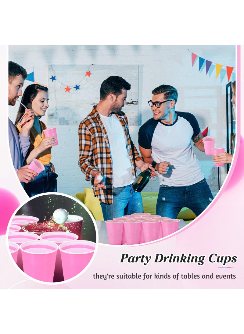 Mifoci Mifoci 50 Pcs 16 oz Plastic Drinking Cups Plastic Disposable Cups for Wedding graduation Birthday Party Valentine Christmas Picnics Barbecues Supplies(Pink)  - Image 5