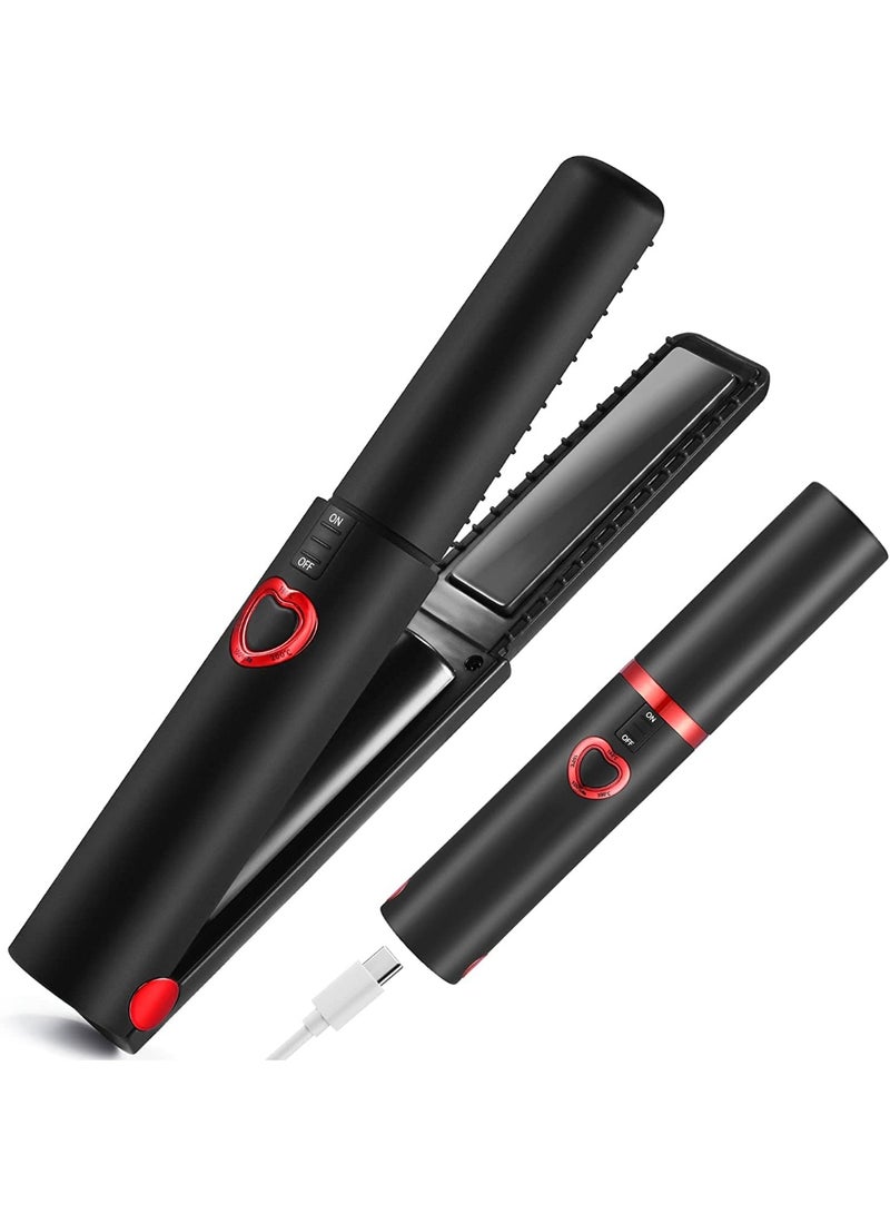 SYOSI Cordless Hair Straightener and Curler, Mini Cordless Ceramic Coated Flat Iron 2 in 1, Portable with USB-C Rechargeable 4800mAh Battery, Anti-Scald and 3 Adjustable Temp, Dual Voltage, 1 Pcs - Image 1