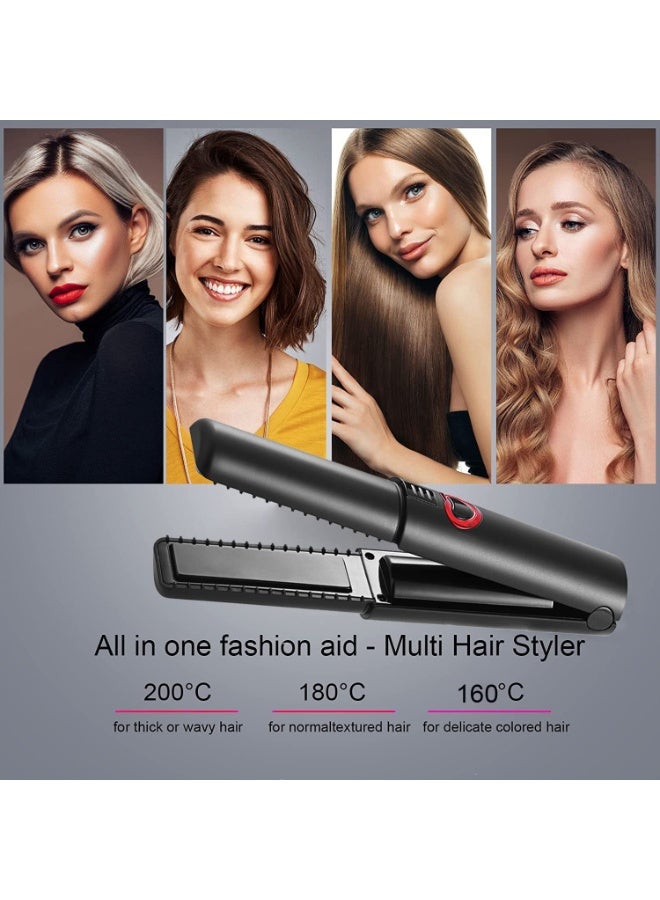 SYOSI Cordless Hair Straightener and Curler, Mini Cordless Ceramic Coated Flat Iron 2 in 1, Portable with USB-C Rechargeable 4800mAh Battery, Anti-Scald and 3 Adjustable Temp, Dual Voltage, 1 Pcs - Image 5
