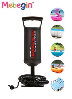 Hand Pump,Double Quick Air Pump for Inflatable, Hand Held Air Pump Rapid Inflation Portable Manual Air Pump with 3 Nozzle for Outdoor, Swimming Ring, Mattress, Pool Floats, Inflatable Toys
