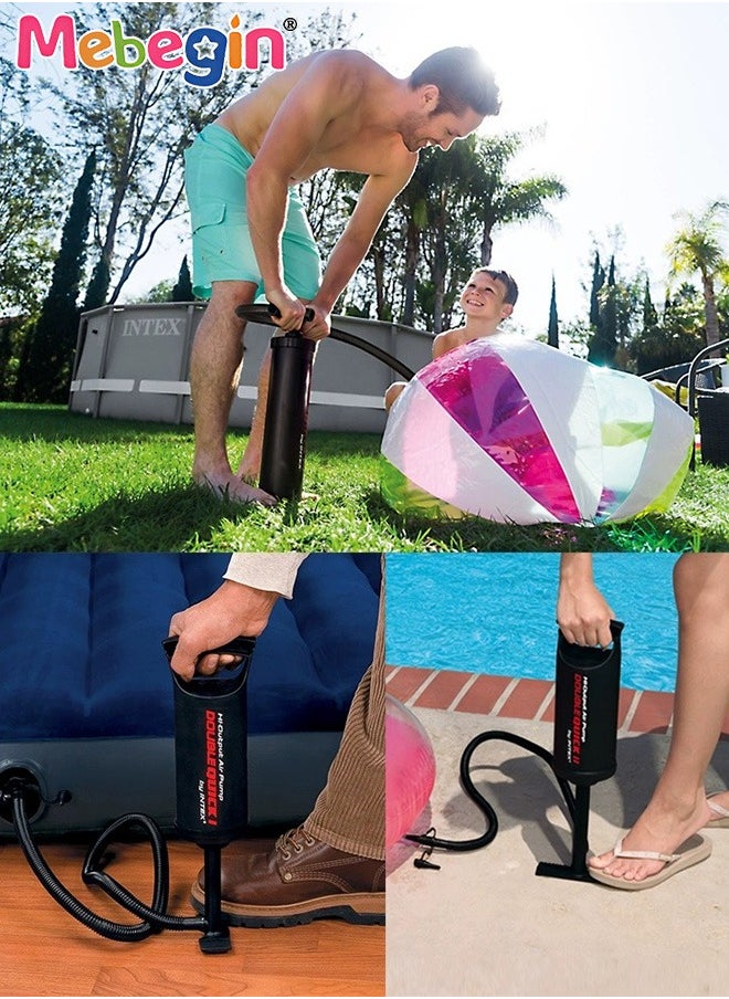 MEBEGIN - Hand Pump,Double Quick Air Pump for Inflatable, Hand Held Air Pump Rapid Inflation Portable Manual Air Pump with 3 Nozzle for Outdoor, Swimming Ring, Mattress, Pool Floats, Inflatable Toys - Image 1