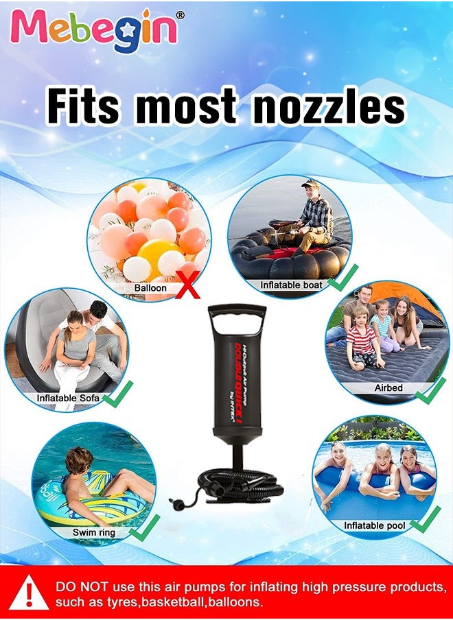 MEBEGIN - Hand Pump,Double Quick Air Pump for Inflatable, Hand Held Air Pump Rapid Inflation Portable Manual Air Pump with 3 Nozzle for Outdoor, Swimming Ring, Mattress, Pool Floats, Inflatable Toys - Image 1