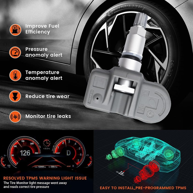 مجموعة من 1 مستشعر ضغط الإطارات TPMS 433MHZ متوافق مع Buick Lacrosse Lacrosse Velite Chevrolet Special Envoy Series Camaro GMC Syrah Arcadia Cadillac Escalade CT5 CT6 بديل لـ # 13598773 13516165 - Image 3