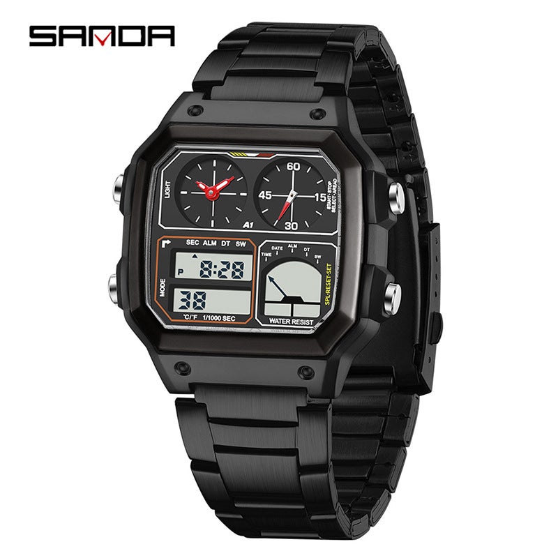 Sanda Brand Watch Men'S And Women'S Multifunctional Temperature Measurement Dual Display Electronic Watch Student Alarm Clock Calendar Electronic Watch - Image 1