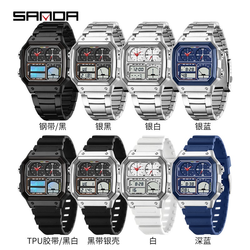 Sanda Brand Watch Men'S And Women'S Multifunctional Temperature Measurement Dual Display Electronic Watch Student Alarm Clock Calendar Electronic Watch - Image 5
