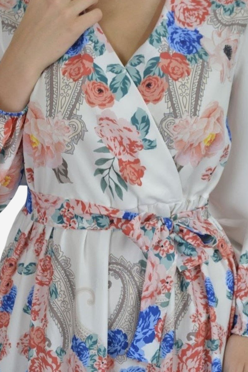 Jennyfer Floral V-Neck Maxi Dress with Tie Detail - Image 3