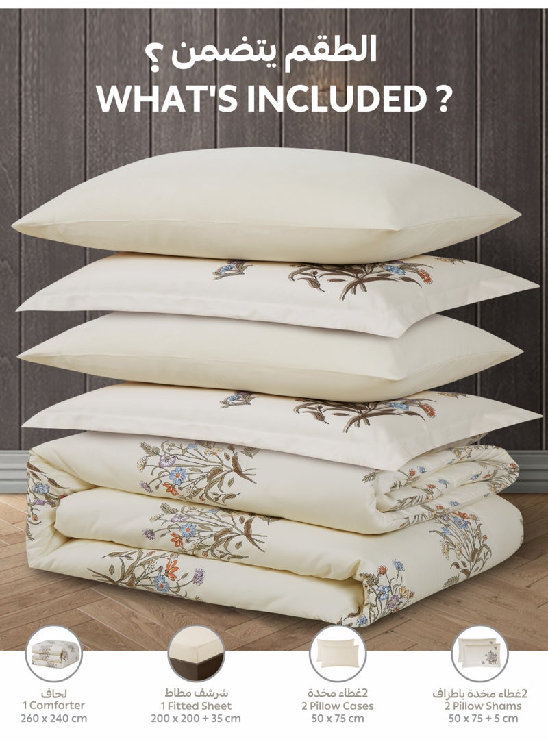 Doona Printed 6-Pcs King Comforter Bedding Set Fits 200x200cm -Includes Comforter, Fitted Sheet, Pillow Shams & Pillowcases – Soft Microfiber Fabric with Soft 350 GSm Filling - Image 4