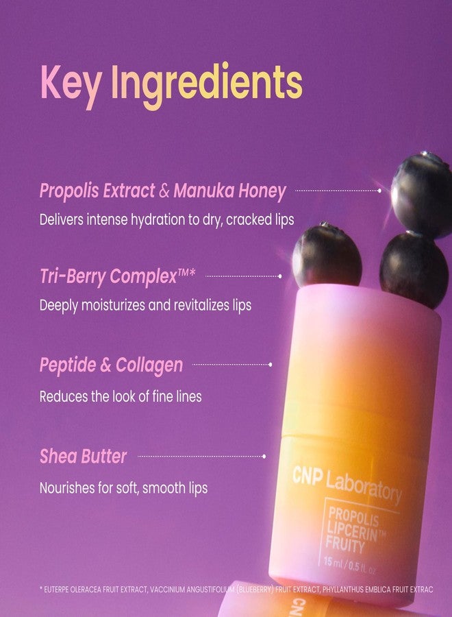 CNP Honey Lip Butter - Propolis Lipcerin™ 02 Berry, Hydrating Overnight Manuka Lip Balm & Mask, 12hr Long-Lasting Moisture, Korean Skin Care, 0.5 fl.oz. - Image 4