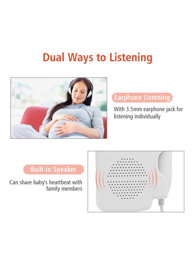 Generic Fetal Doppler Heartbeat Detector Portable Pregnant Baby Ultrasound Pocket Heart Rate Monitor  - Image 5