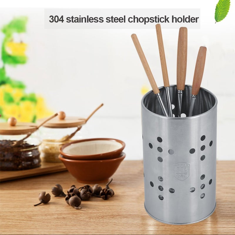 Stainless Steel Kitchen Utensil Holder Cylinder for Forks Knives Spoons Chopsticks - Image 5