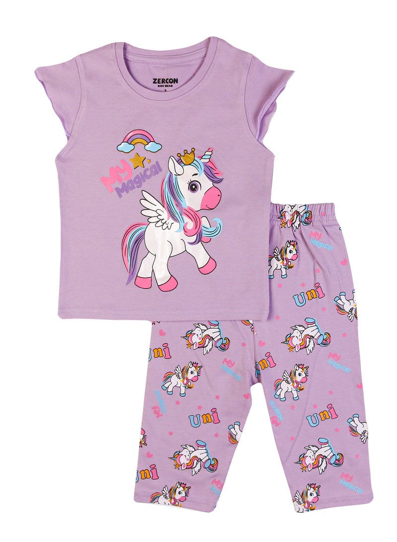 Zercon Summer Pajama Set for Girls - Summer Set for Girls - Image 1