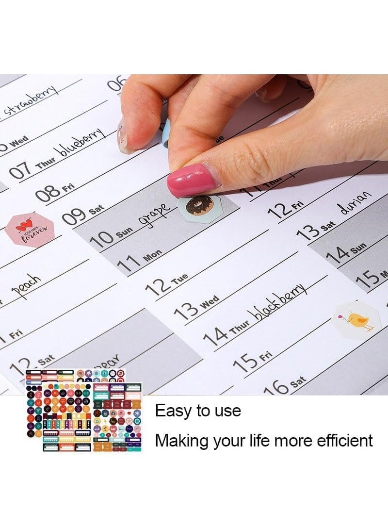 دايلي شيك تقويم حائط سنوي 2026، 74 × 52 سم تقويم حائط سنوي مع ملصقات، ورق سميك، لون موراندي - Image 3