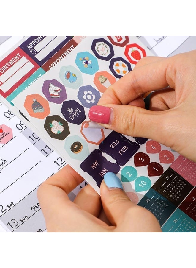 دايلي شيك تقويم حائط سنوي 2026، 74 × 52 سم تقويم حائط سنوي مع ملصقات، ورق سميك، لون موراندي - Image 4