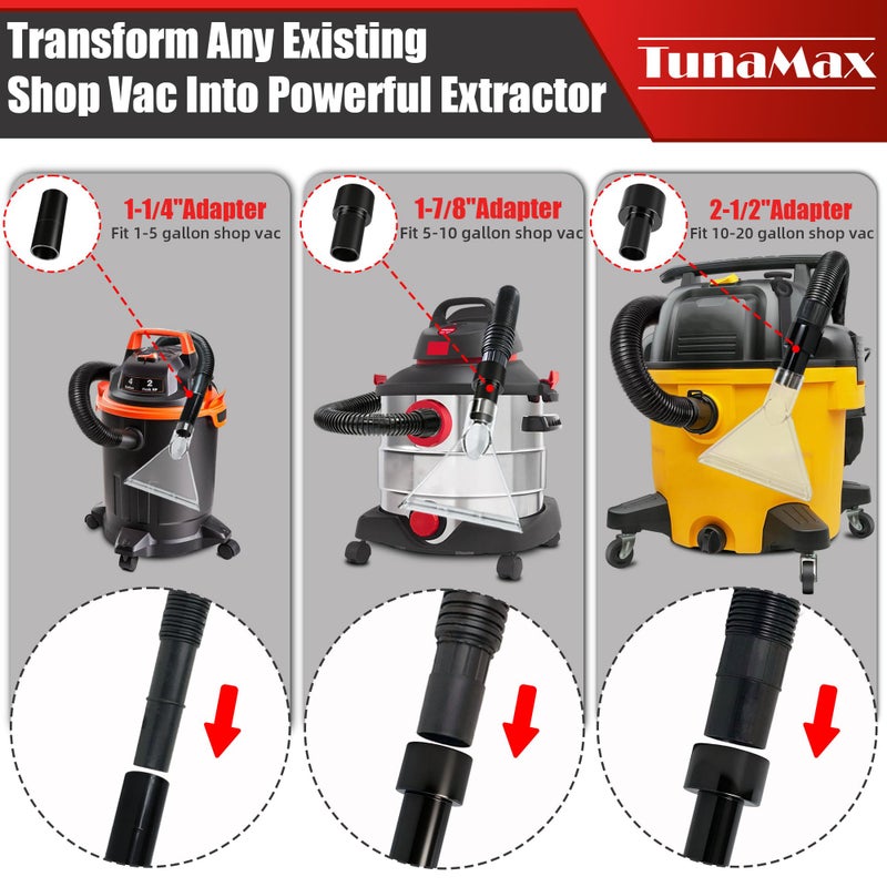 TunaMax Universal Work with All Vacs with 2-1/2" & 1-7/8" &1-1/4" Three Adapters Extractor Attachment for Upholstery & Carpet Cleaning & Auto Detailing - Image 2