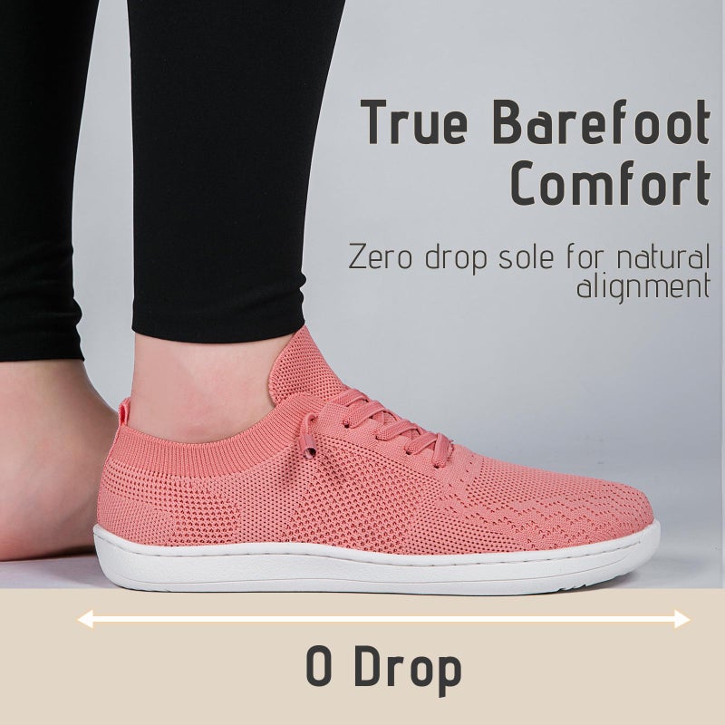 VXGGVX Barefoot Shoes for Women Minimalist Wide Running Gym Tennis Sneakers Breathable Upper Non Slip Casual Fashion House Shoes Minimalist Zero Drop Sole Pink 8.5 - Image 4