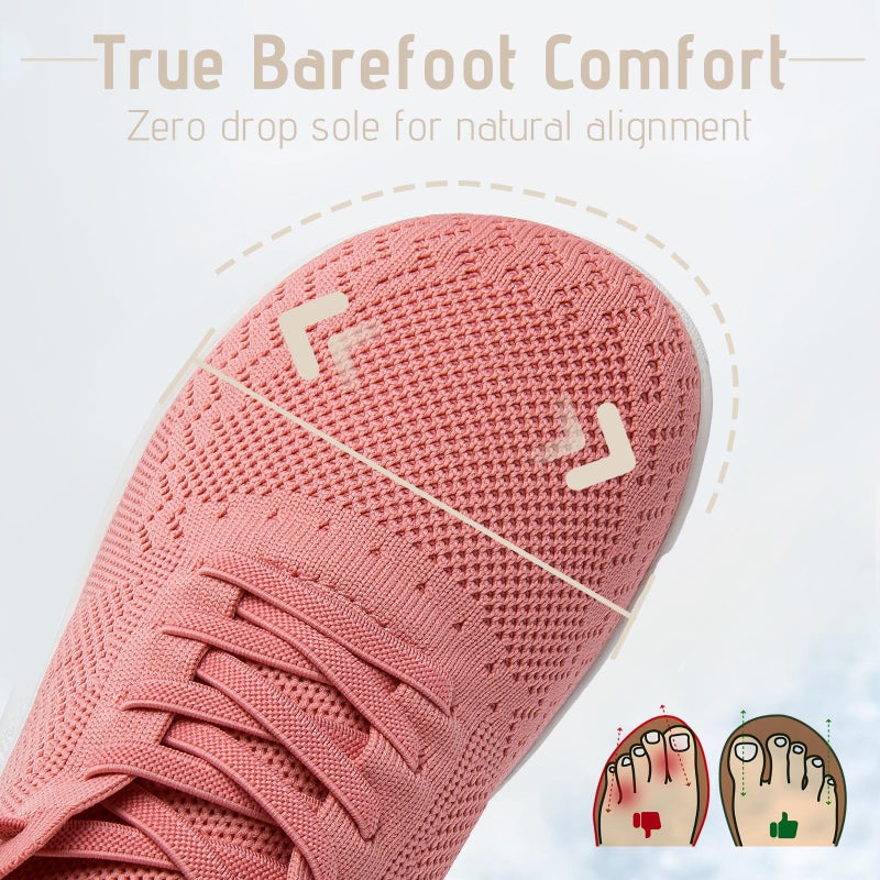 VXGGVX Barefoot Shoes for Women Minimalist Wide Running Gym Tennis Sneakers Breathable Upper Non Slip Casual Fashion House Shoes Minimalist Zero Drop Sole Pink 8.5 - Image 5
