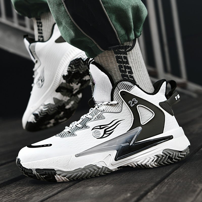 Yuanyang Basketball Shoes For Men And Women Primary And Secondary School Students Big Children'S War Boots Leather Sneaker Shoes Basketball Shoes - Image 4