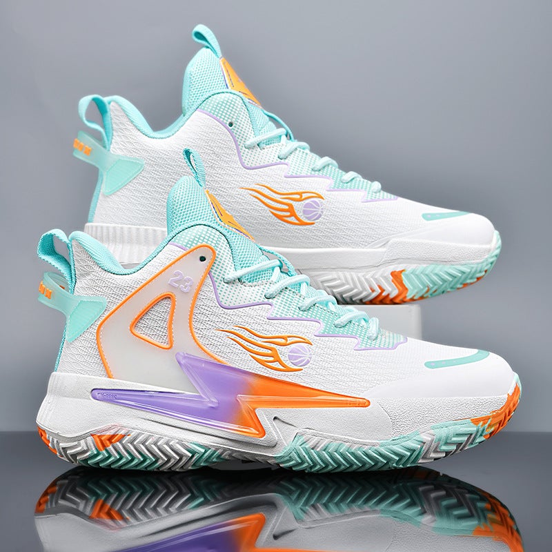 Yuanyang Basketball Shoes For Men And Women Primary And Secondary School Students Big Children'S War Boots Leather Sneaker Shoes Basketball Shoes - Image 1