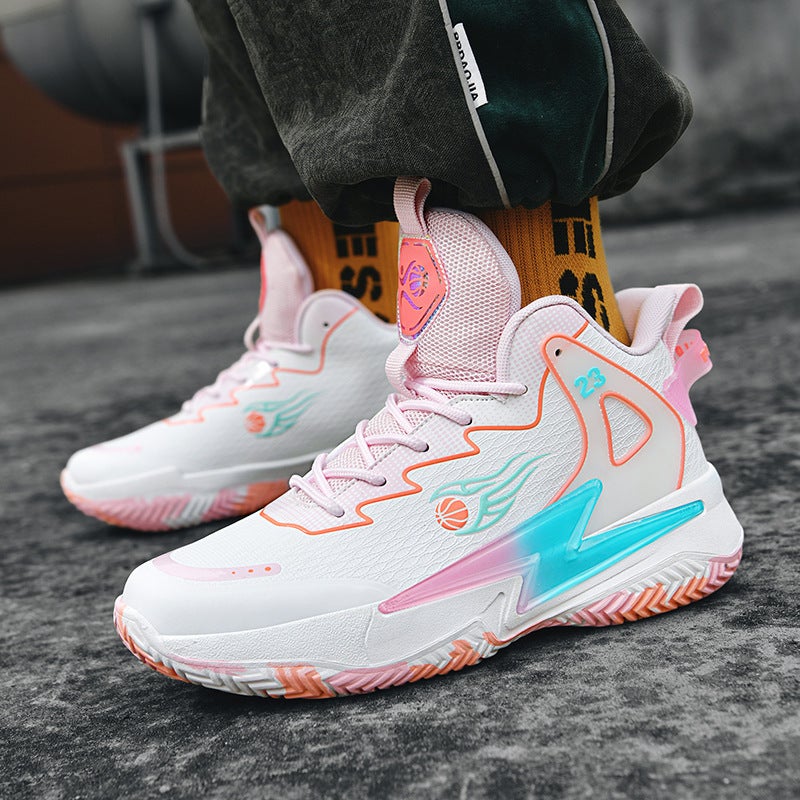 Yuanyang Basketball Shoes For Men And Women Primary And Secondary School Students Big Children'S War Boots Leather Sneaker Shoes Basketball Shoes - Image 2