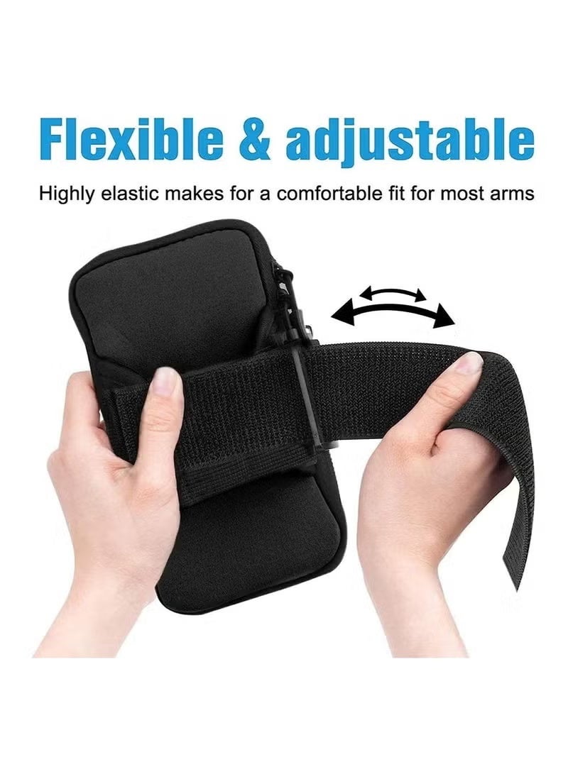 حقيبة ذراع رياضية مقاومة للماء، حقيبة حامل هاتف لسوار الذراع للجري، سوار ذراع للياقة البدنية مع شريط قابل للتعديل وفتحة سماعة رأس للركض واليوغا والمشي لمسافات طويلة والجري والتخييم - Image 4