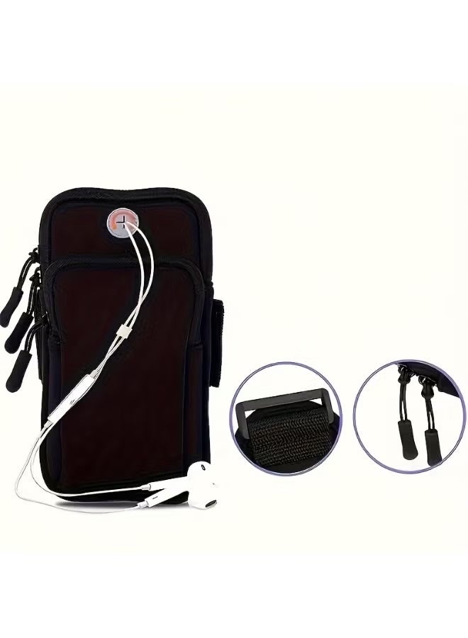 حقيبة ذراع رياضية مقاومة للماء، حقيبة حامل هاتف لسوار الذراع للجري، سوار ذراع للياقة البدنية مع شريط قابل للتعديل وفتحة سماعة رأس للركض واليوغا والمشي لمسافات طويلة والجري والتخييم - Image 3