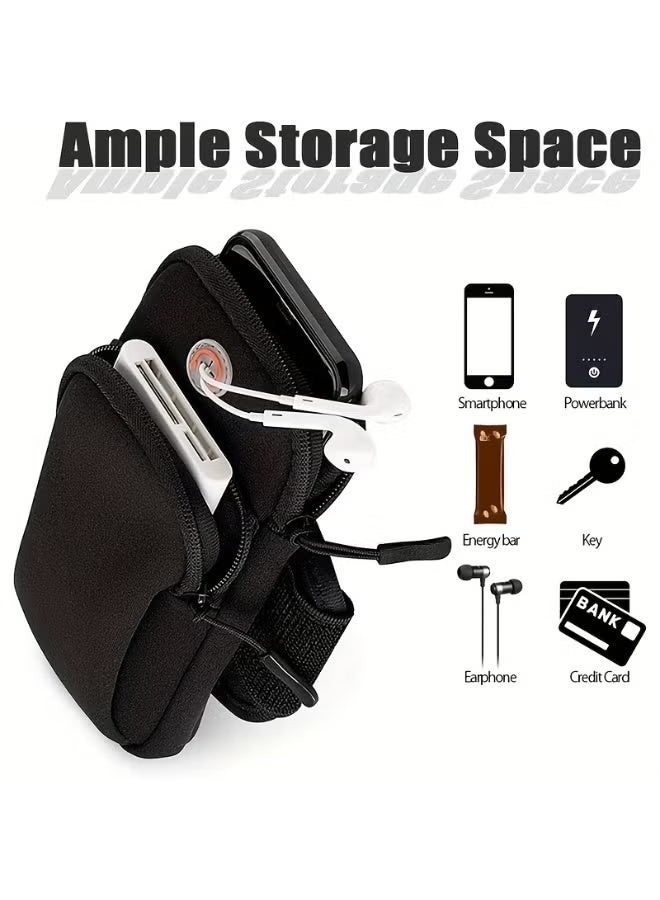 حقيبة ذراع رياضية مقاومة للماء، حقيبة حامل هاتف لسوار الذراع للجري، سوار ذراع للياقة البدنية مع شريط قابل للتعديل وفتحة سماعة رأس للركض واليوغا والمشي لمسافات طويلة والجري والتخييم - Image 2