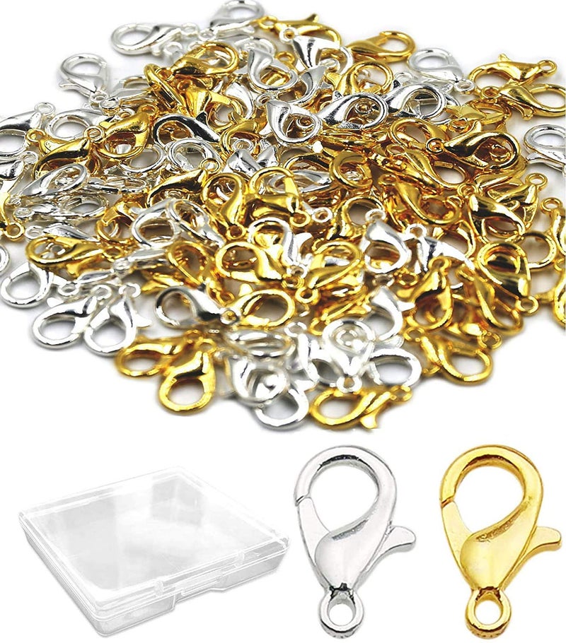 PinCute 120 Pieces Stainless Steel Lobster Claw Clasps  Pincute Silver & Gold Bracelet Necklace Clasps  Lobster Claw Clasps For Diy Jewelry Findings Making (12X7Mm) - Image 2