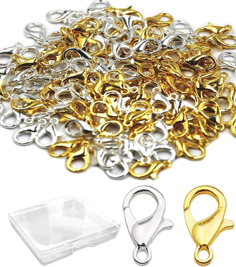 PinCute 120 Pieces Stainless Steel Lobster Claw Clasps  Pincute Silver & Gold Bracelet Necklace Clasps  Lobster Claw Clasps For Diy Jewelry Findings Making (12X7Mm) - Image 1