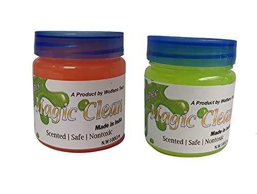 WOLFANO Super Clean Magic Slime Pack of 2 Dirt and Dust Cleaning Reusable Gel for Your Home Electronic Devices Sofa Corners Light Switches Door Knobs and Bells - Image 1