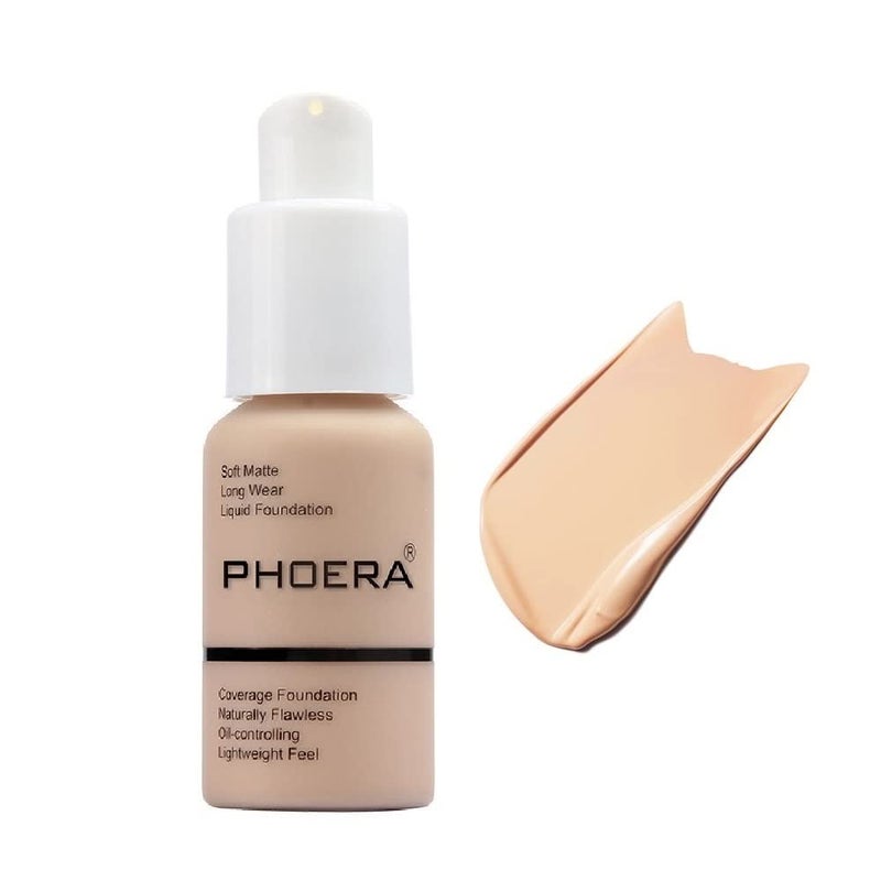 JISKG PHOERA Foundation, Flawless Soft Matte Liquid Foundation Makeup for Women.(102# Nude) - Image 1