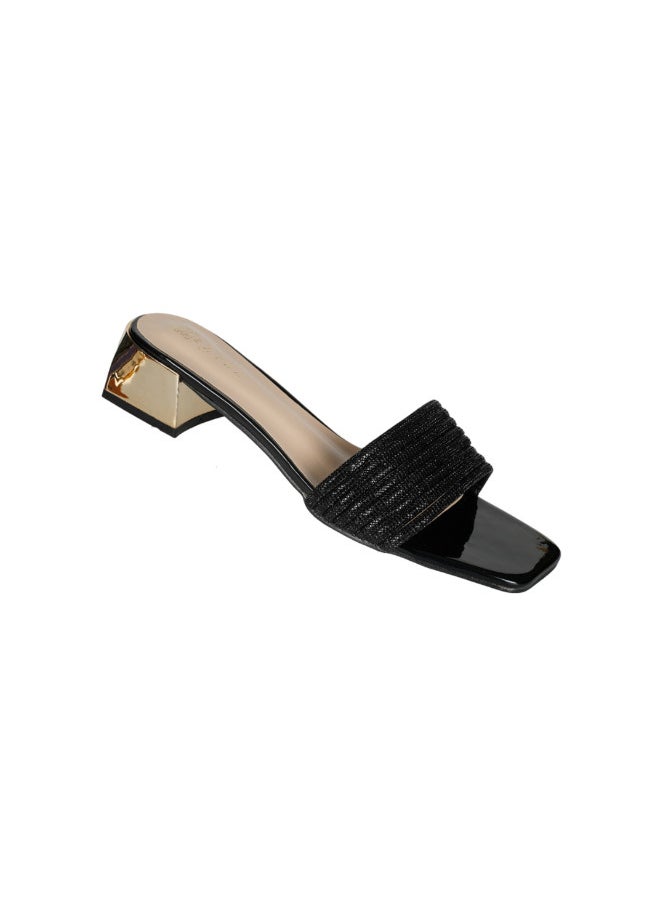 ZAYNA 221-52 Zayna Ladies  Fashion Mid Heel Slip on 18F4088-13 Black  - Image 1